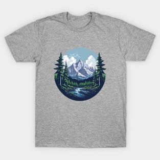 Nature Landscape, the mountain is engulfed by endless tall and beautiful trees T-Shirt
